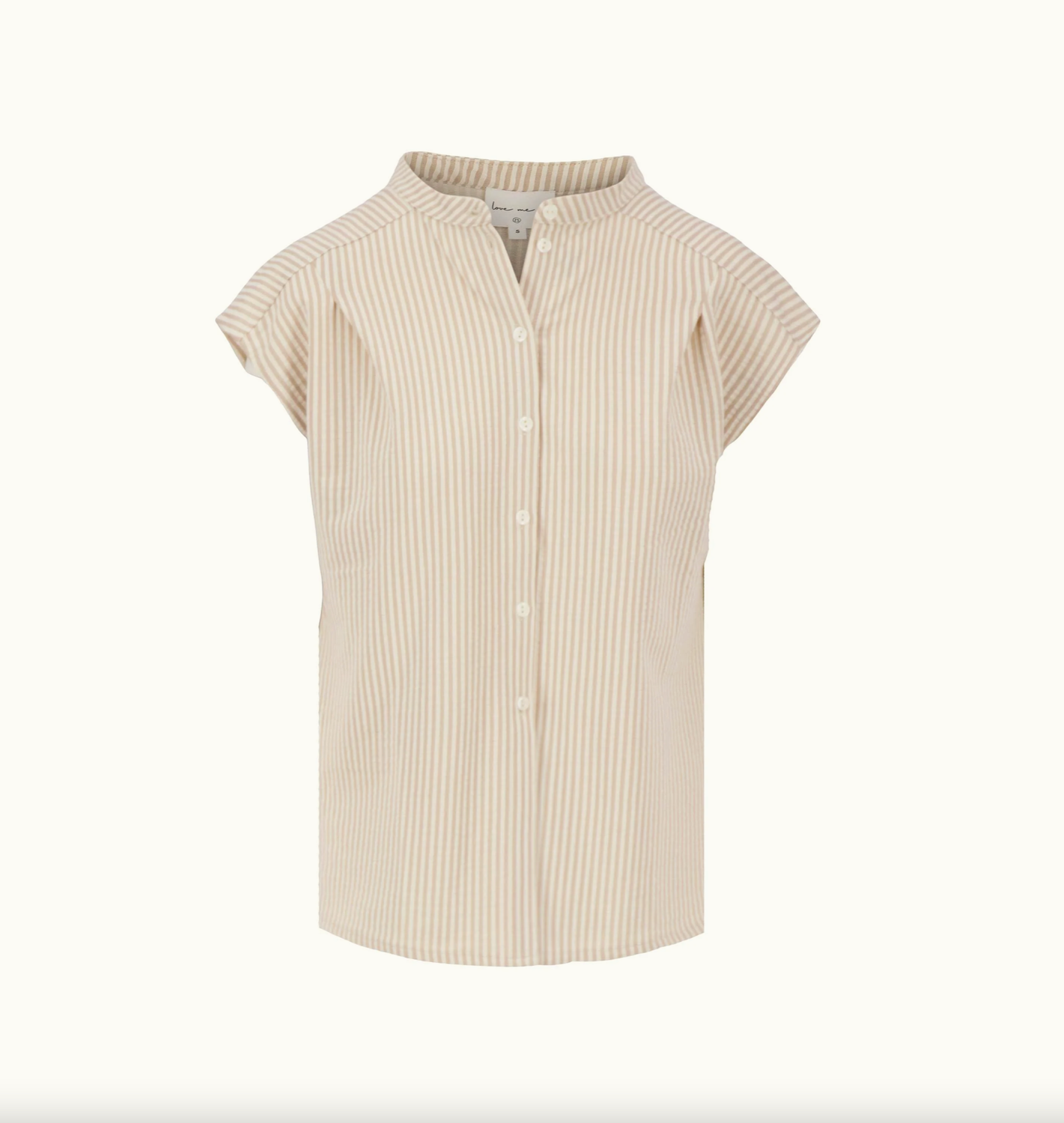 Zusss blouse met korte mouw, structuurstof beige/wit - maat XL