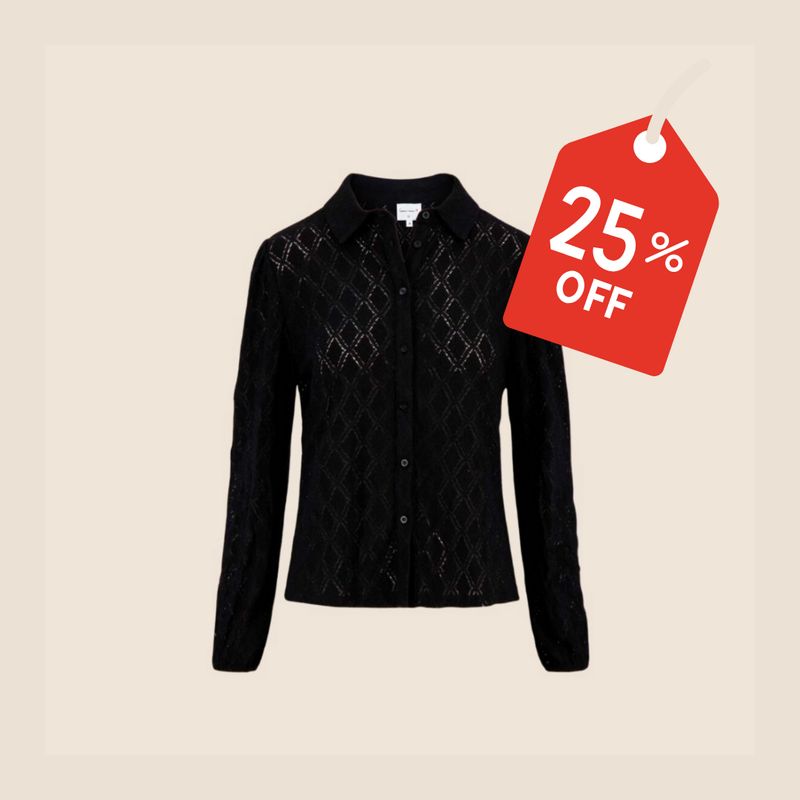 Kanten blouse van Zusss - zwart - maat M