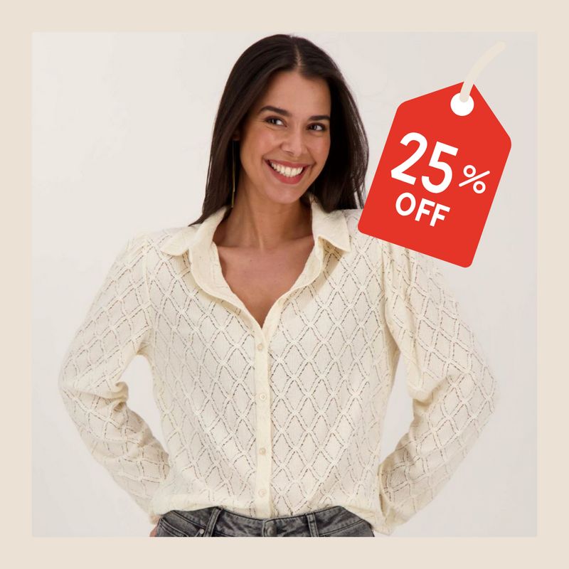 Kanten blouse van Zusss - crème - maat S
