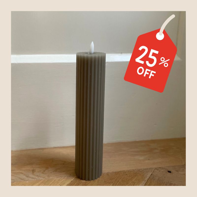 Wax ledkaars ribbel - taupe