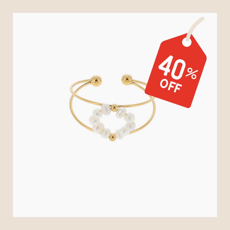 Ring - Elly white goudkleurig