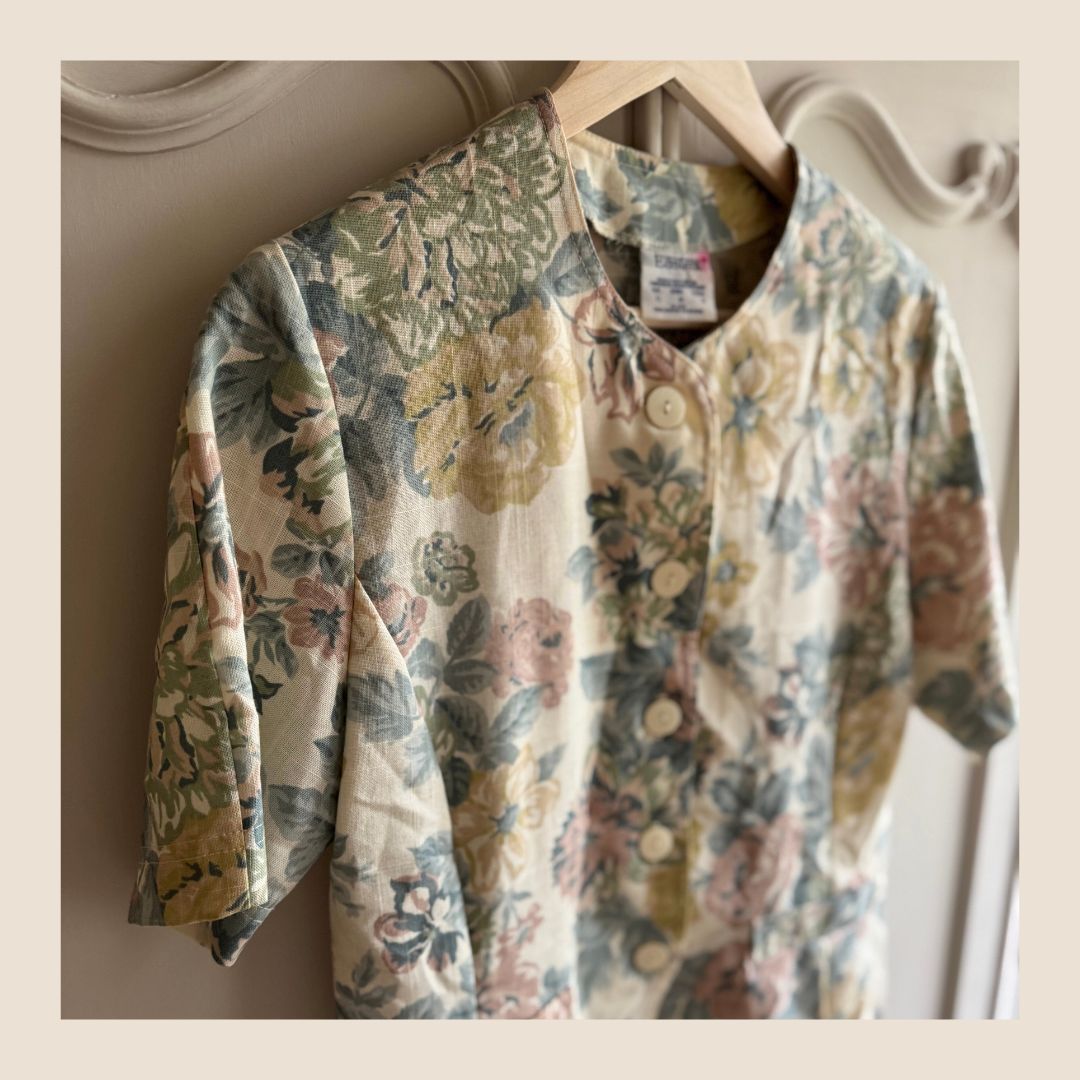 Preloved Blazer met korte mouw en bloemenprint - maat 38