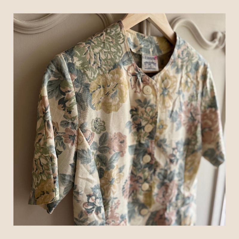 Preloved Blazer met korte mouw en bloemenprint - maat 38