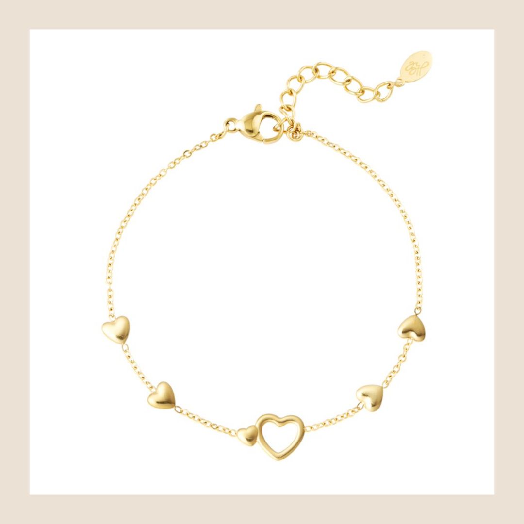 Armbandje Hearties - goudkleurig