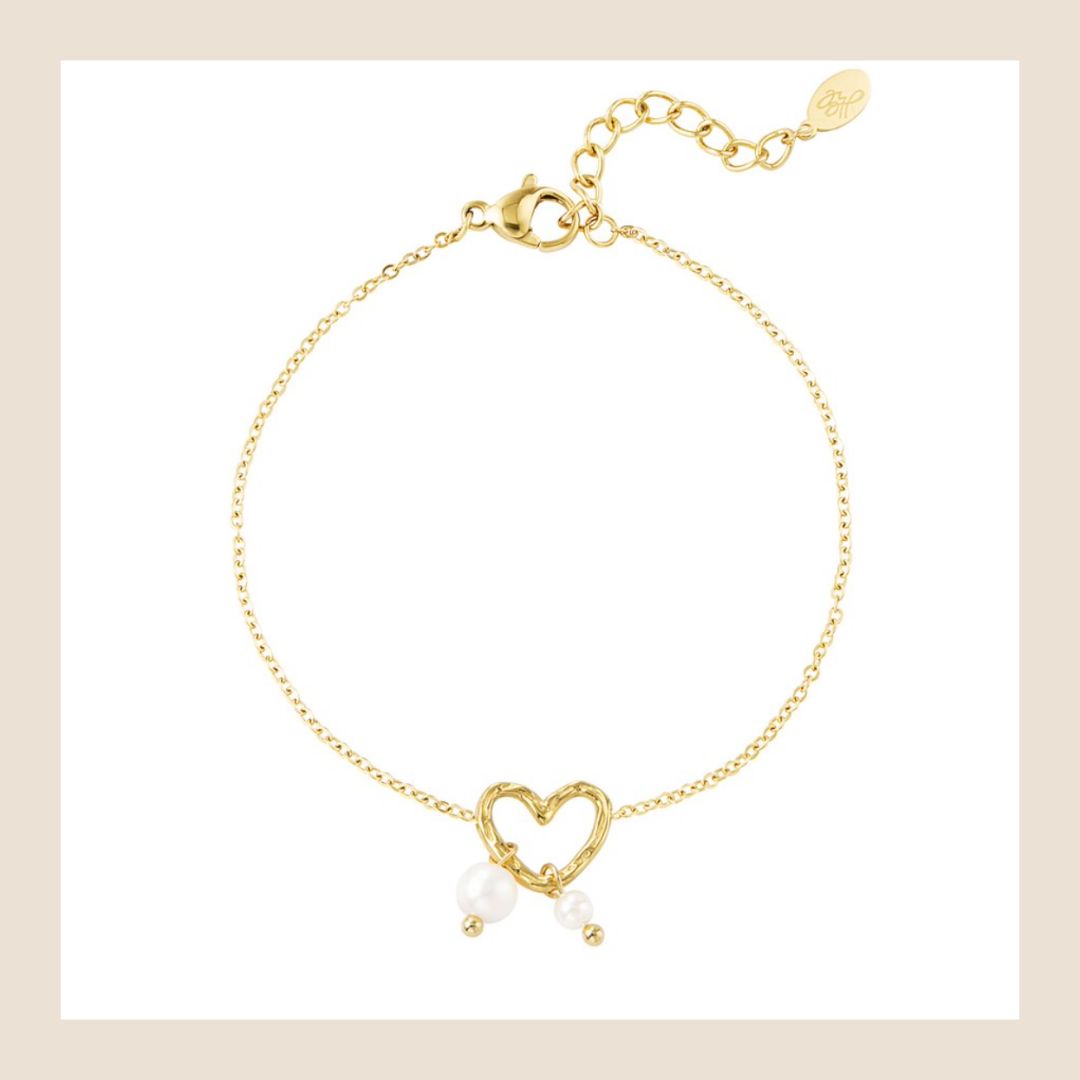 Armbandje - Hart & parel