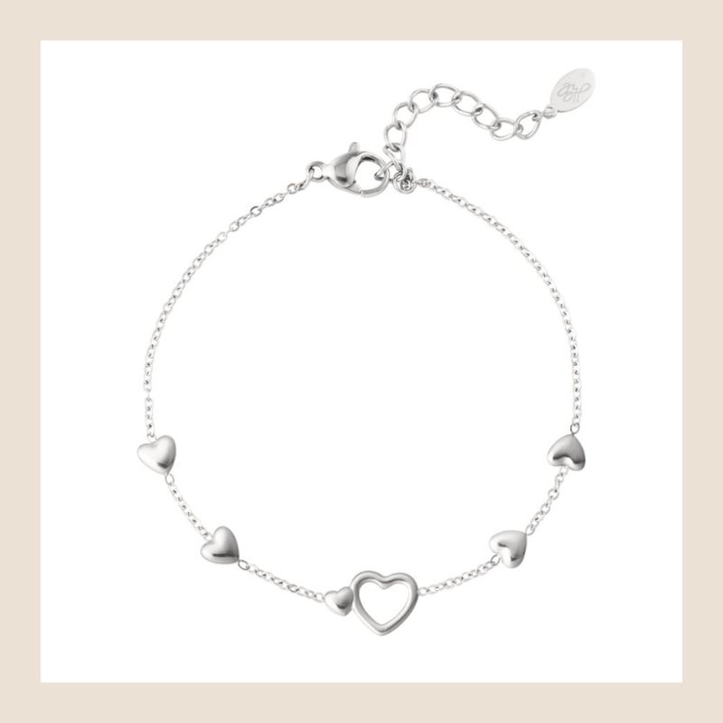 Armbandje Hearties - zilverkleurig