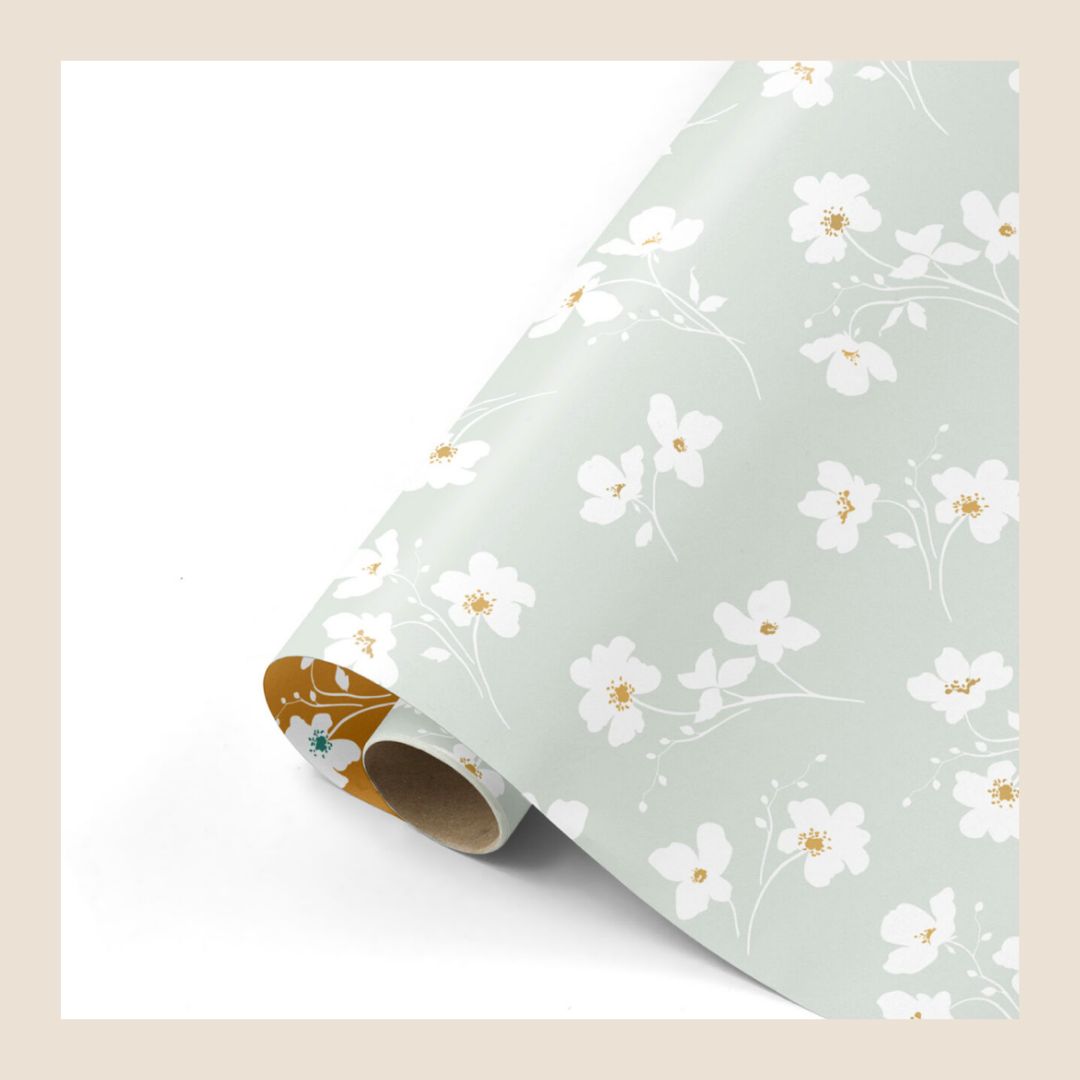 Cadeaupapier - green flowers