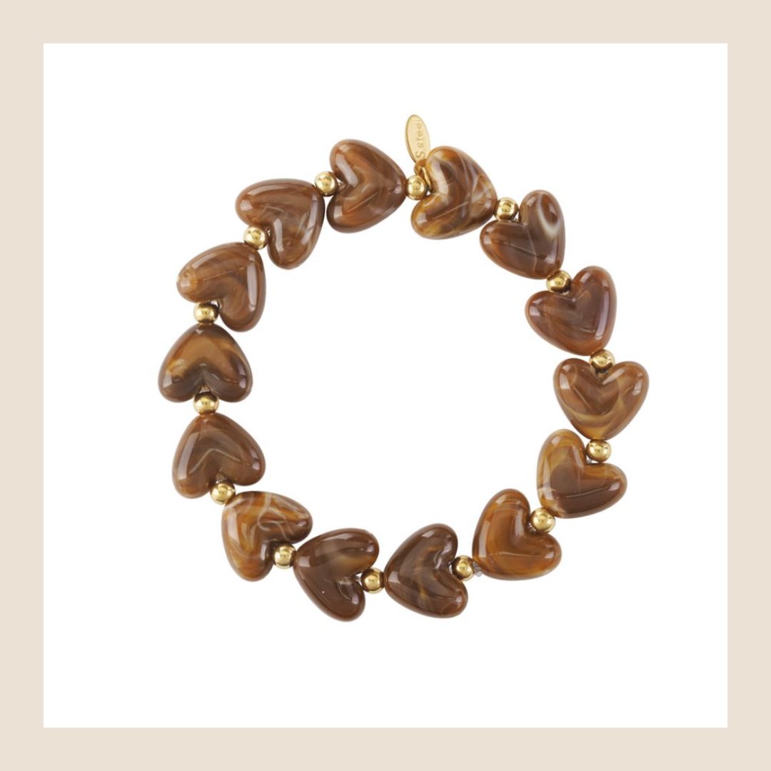 Armband - Hearts all over - bruin
