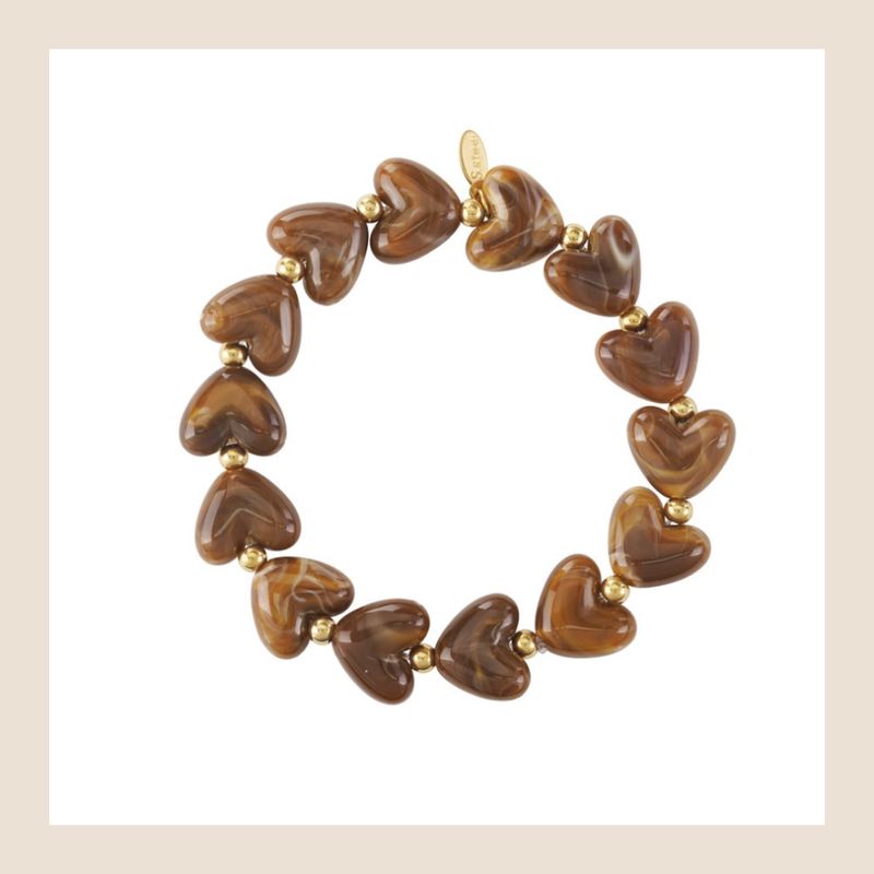 Armband - Hearts all over - bruin