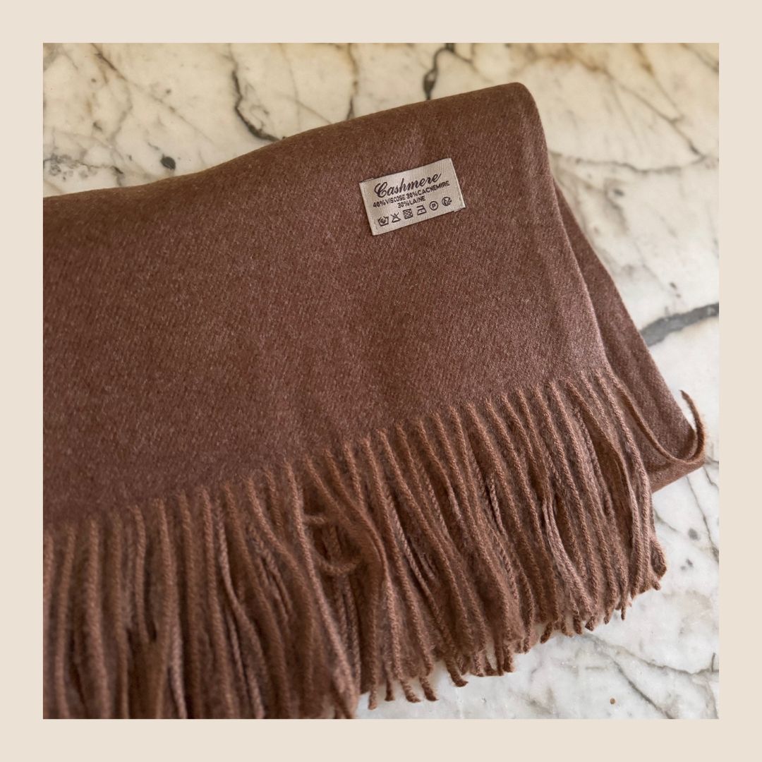 Cashmere sjaal Lauri - cognacbruin