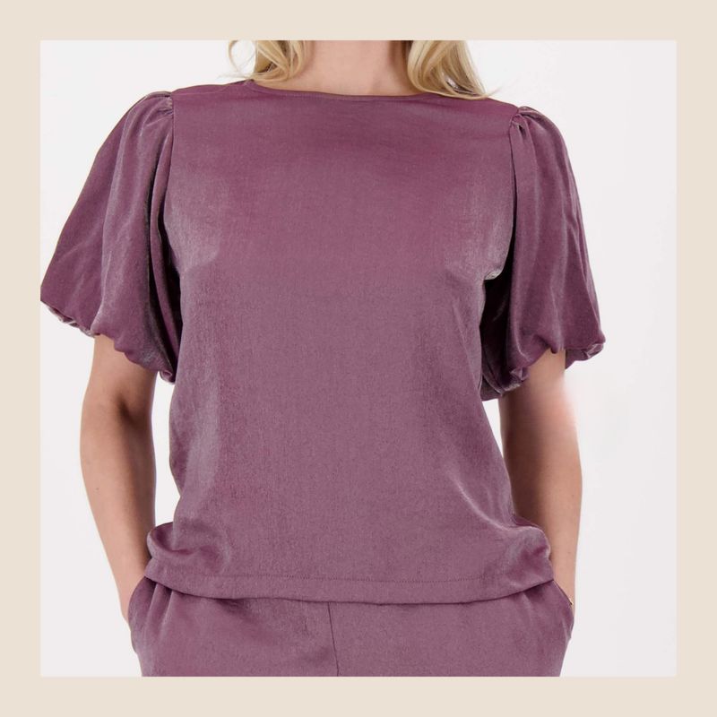 Zusss satijnen top met pofmouw - maat S, M, L, XL
