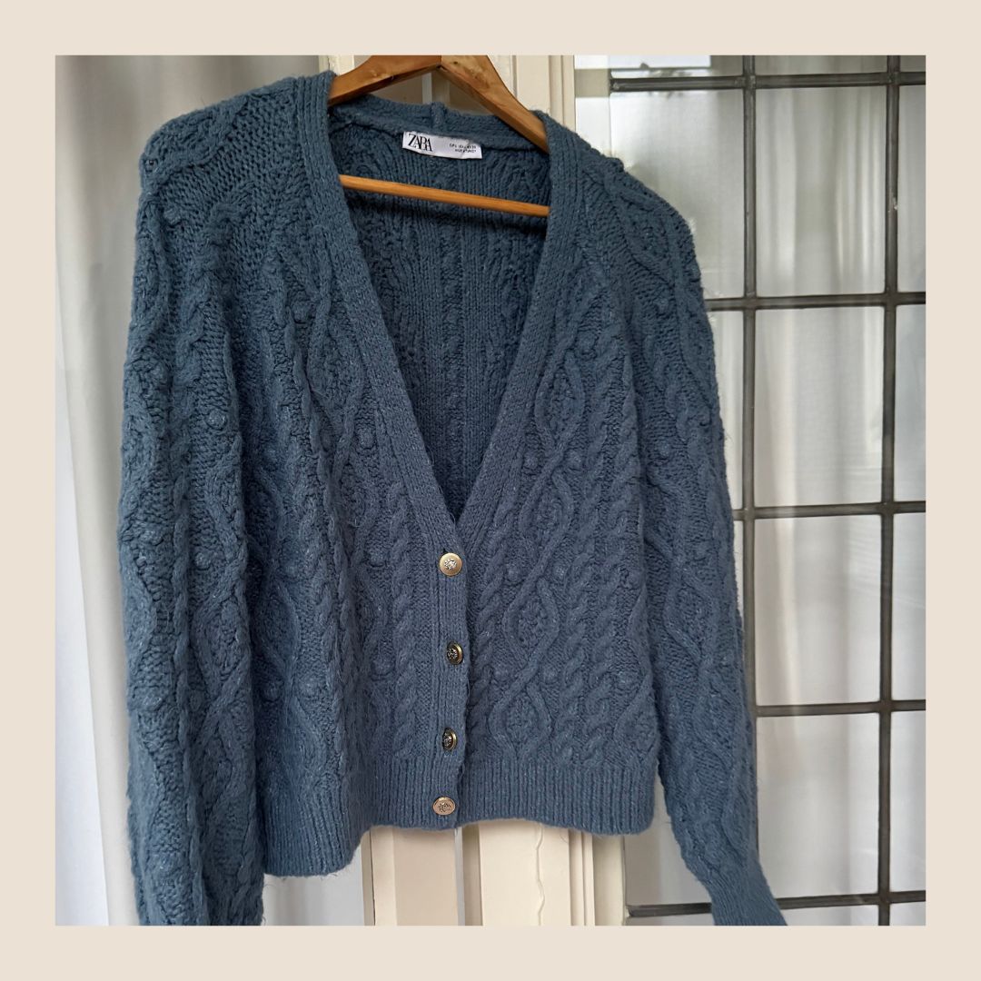 Preloved blauw vestje van Zara - maat L