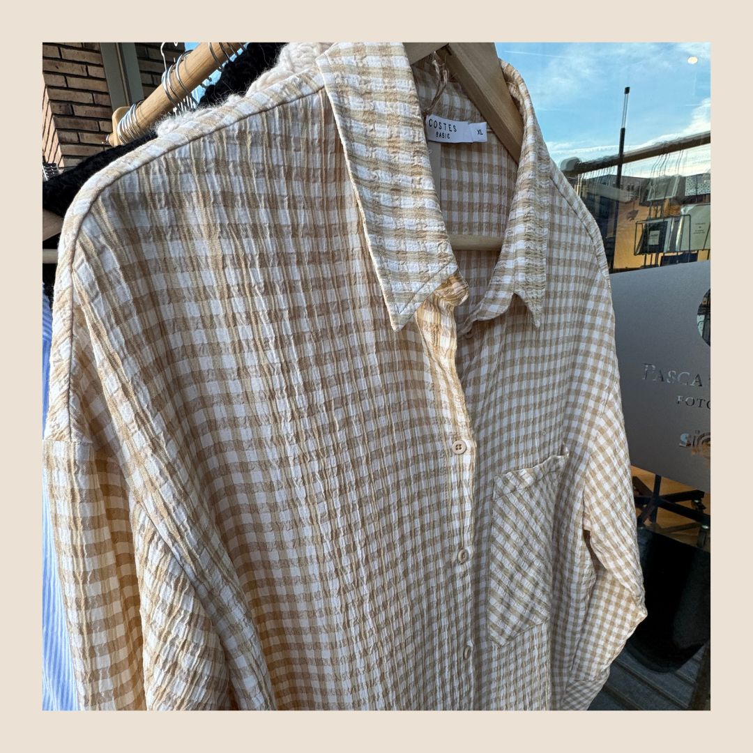 Preloved blokjes blouse van Costes - maat XL