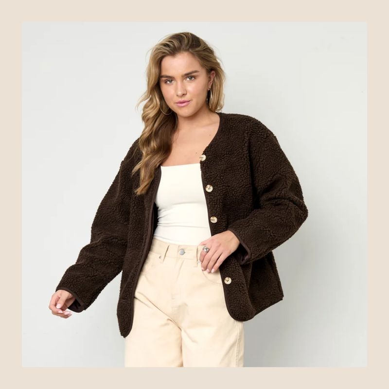 Teddy jasje donkerbruin S, M, L Teddy jasje donkerbruin S, M, L