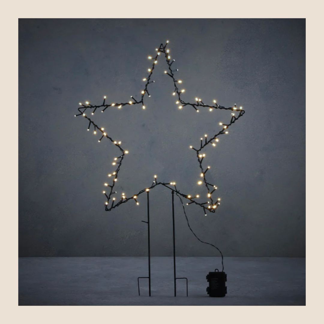 Ster voor in de tuin - op batterijen met timer Ster voor in de tuin - op batterijen met timer