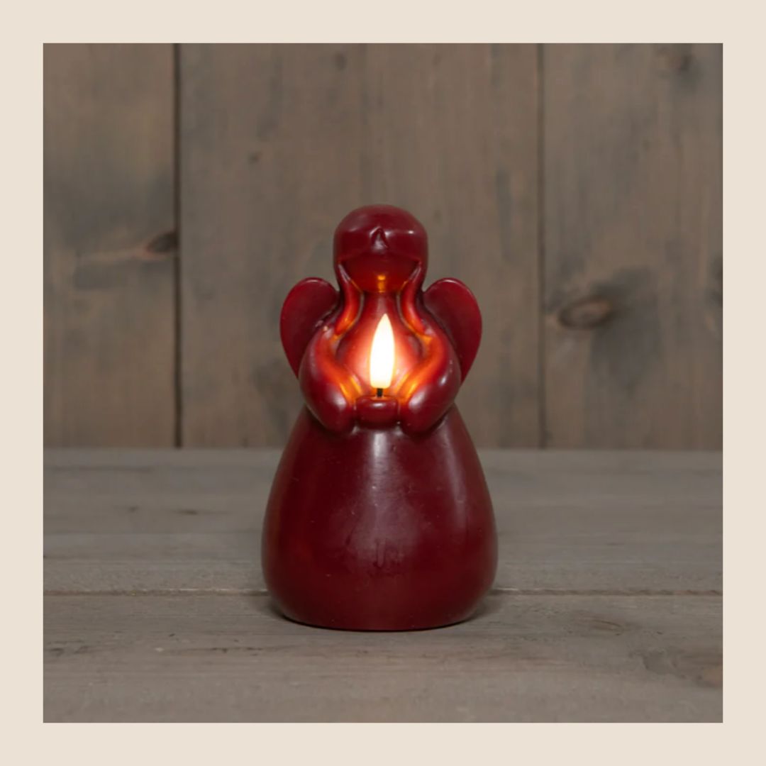 Wax engelkaarsje ledlicht - Bordeaux