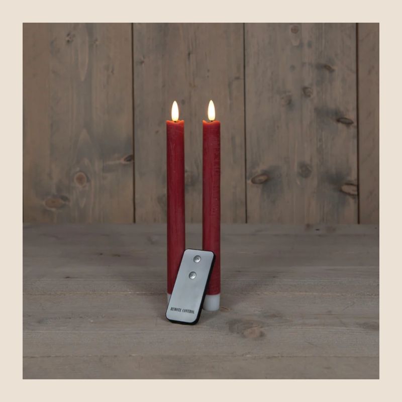 Wax led diner kaarsen - set van 2 Bordeaux