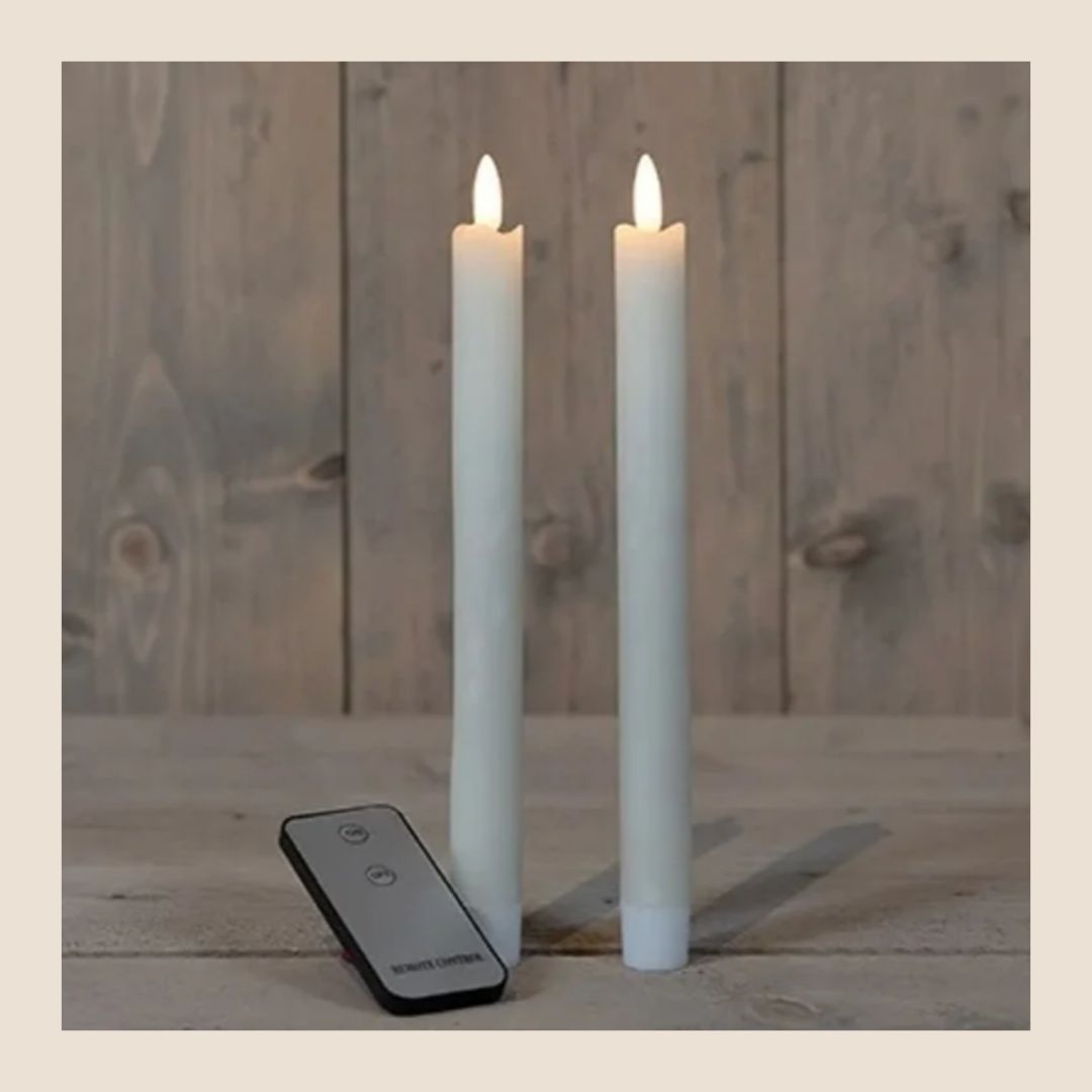 Wax led diner kaarsen - set van 2 Ivoor