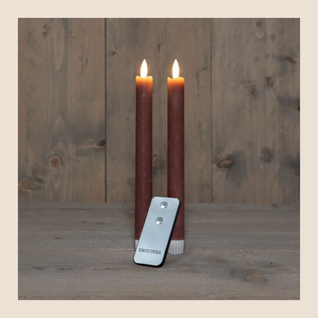 Wax led diner kaarsen - set van 2 Old pink