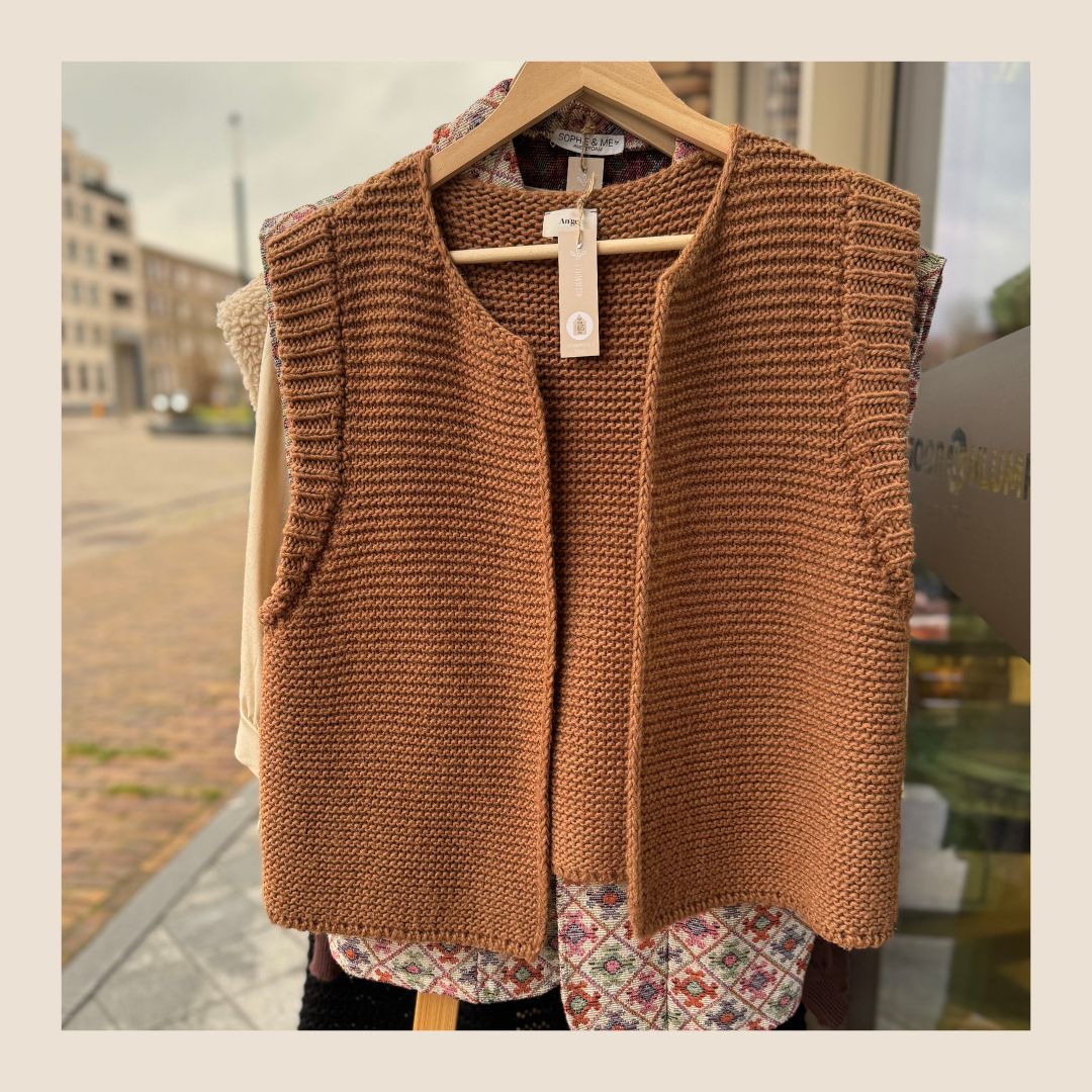 Preloved camelkleurig gilet - maat M