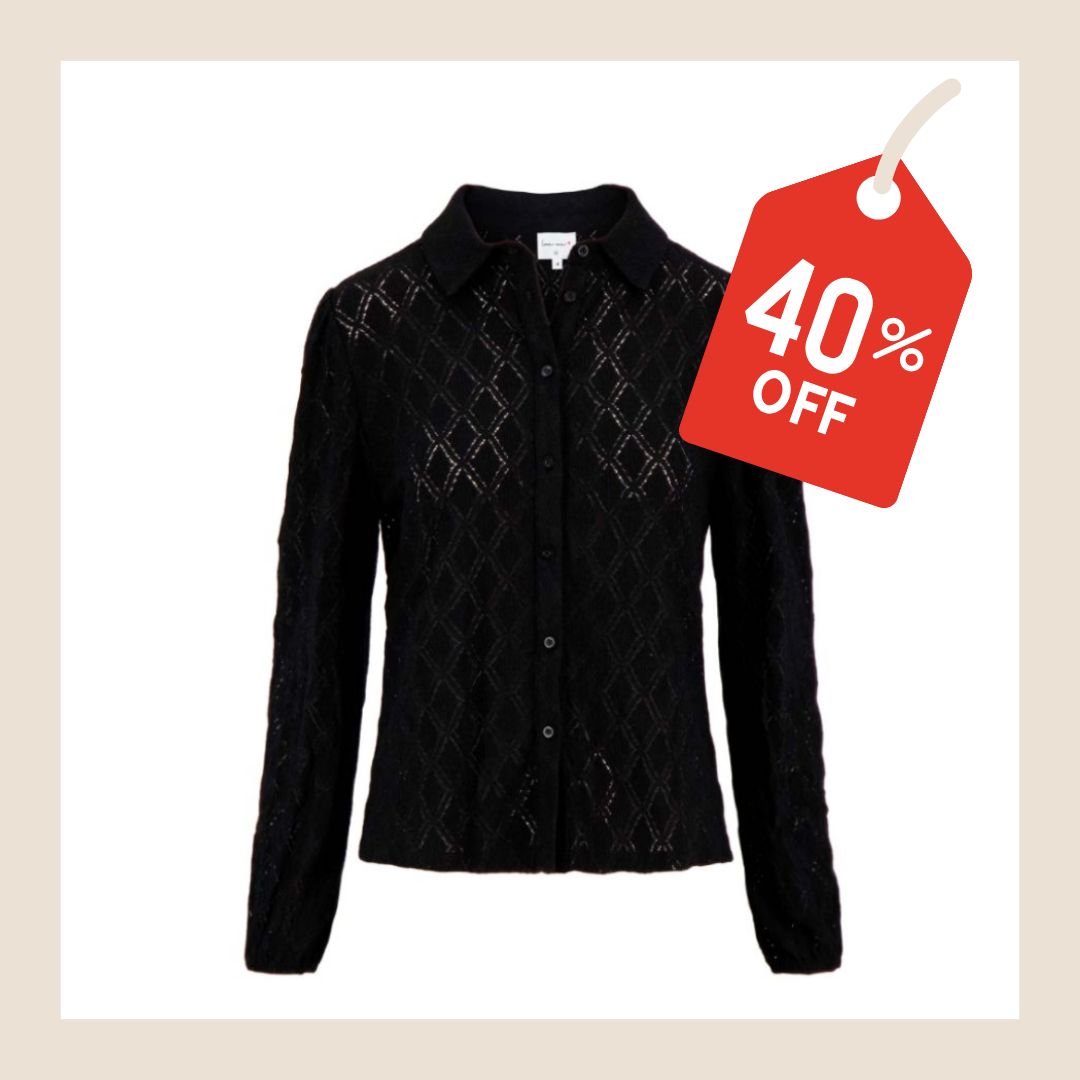 Kanten blouse van Zusss - zwart - maat S, M en L Kanten blouse van Zusss - zwart - maat S, M en L