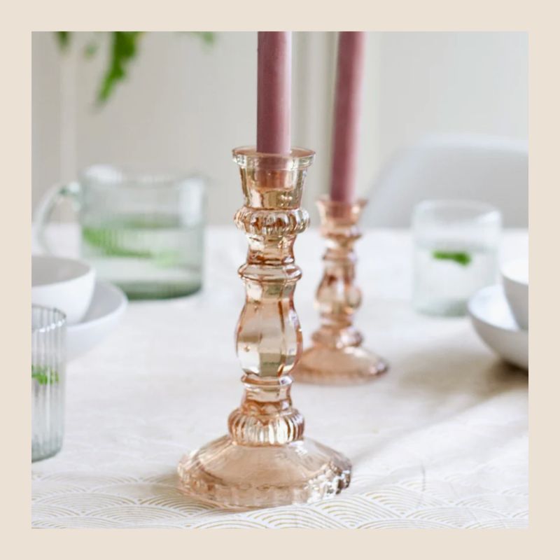 WELDAAD - glazen kandelaar kleur peach