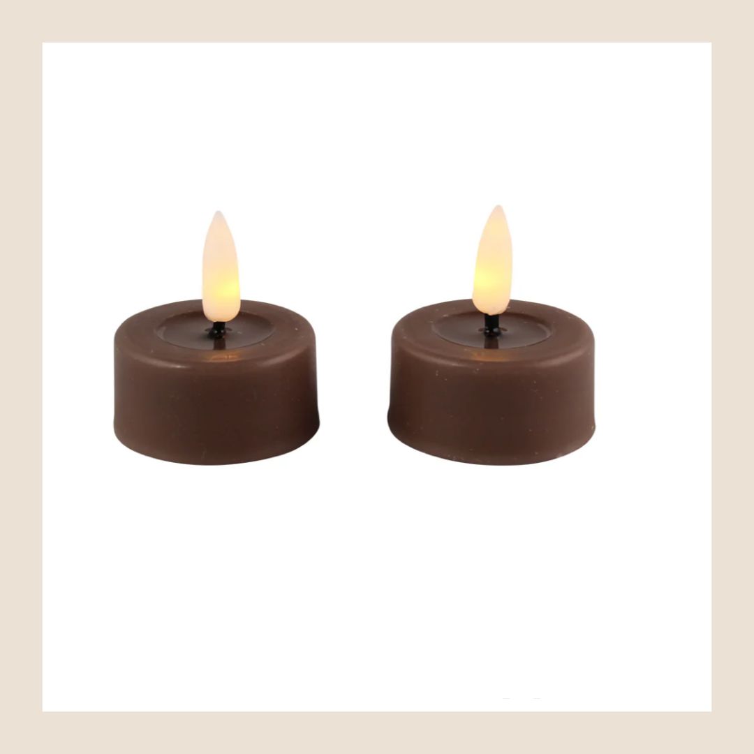 Bruine waxine ledlichtjes - 2 stuks Bruine waxine ledlichtjes - 2 stuks