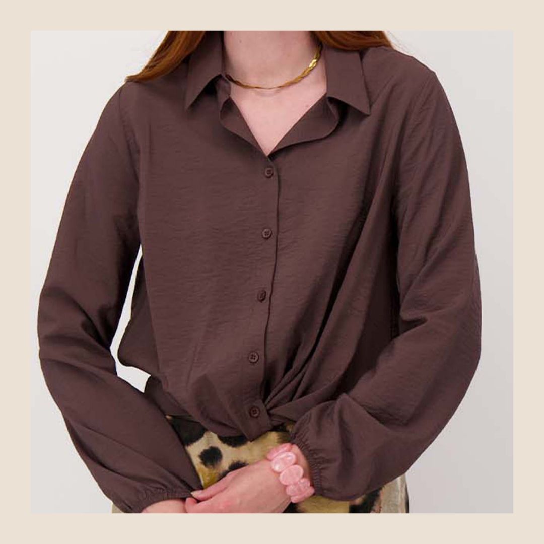 Zusss overslag blouse choco - maat S,M,L,XL