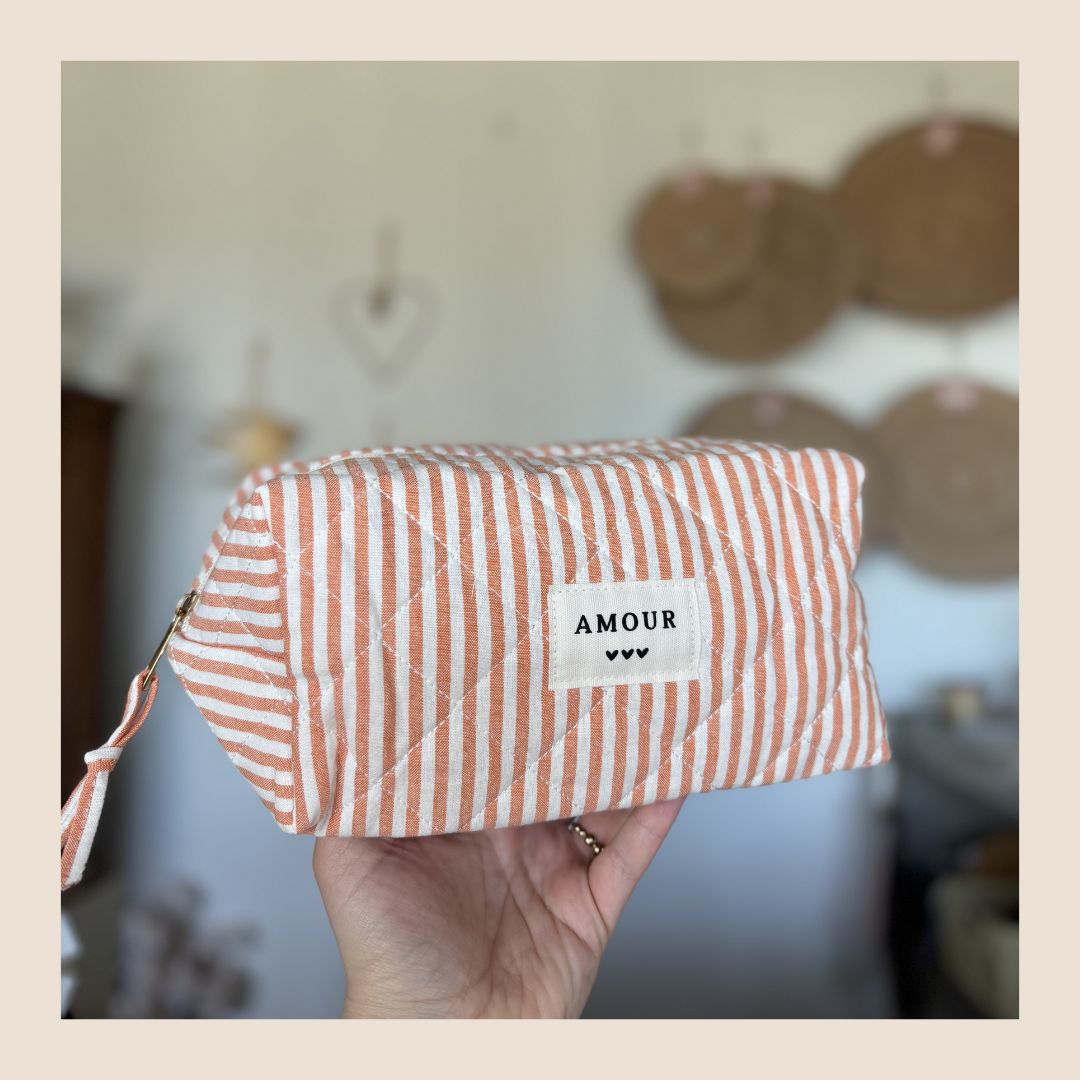 Toilettas Orange stripes - groot