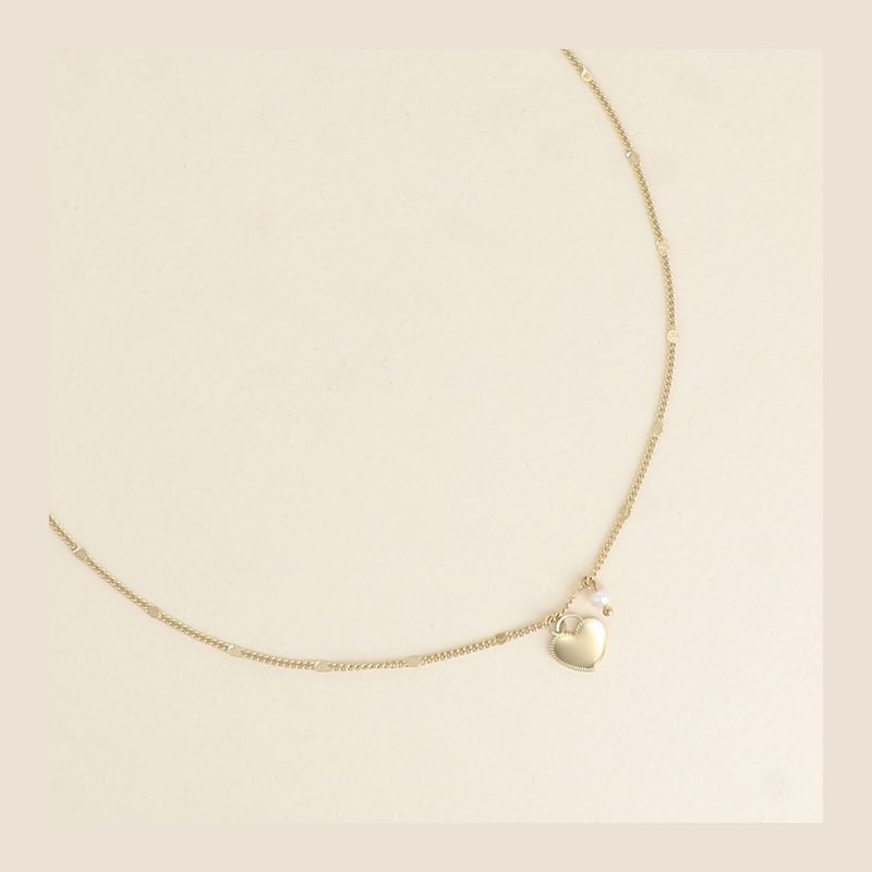 Ketting heart & pearl - goudkleurig