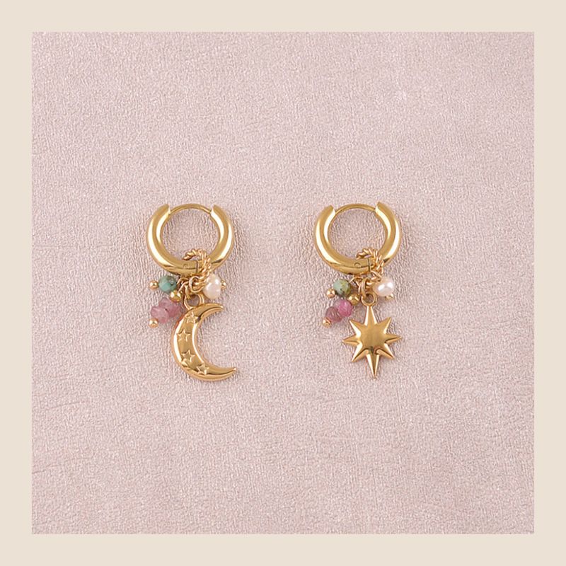 Oorbellen over the moon - goudkleurig