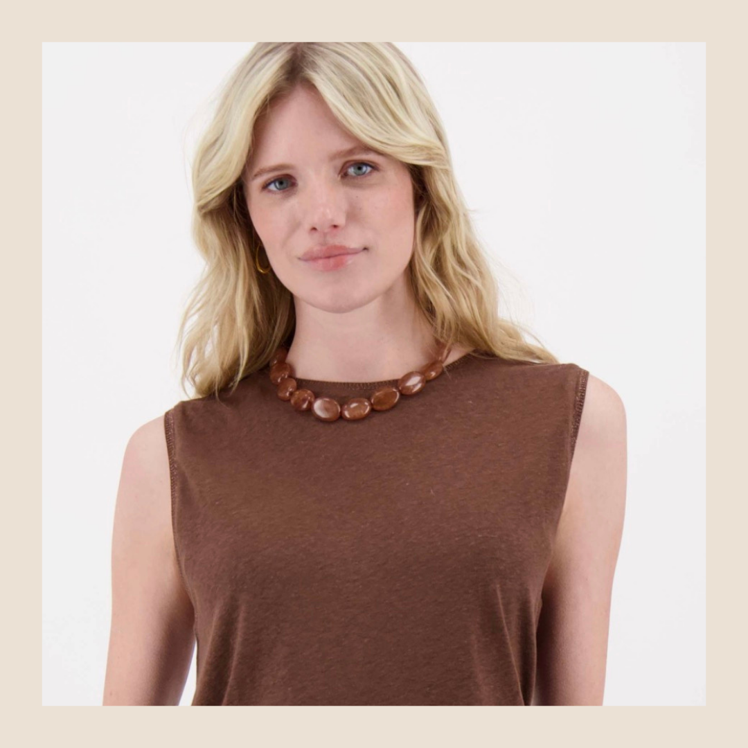 Zusss - Bruine top viscose/linnen maat S, M, L en XL