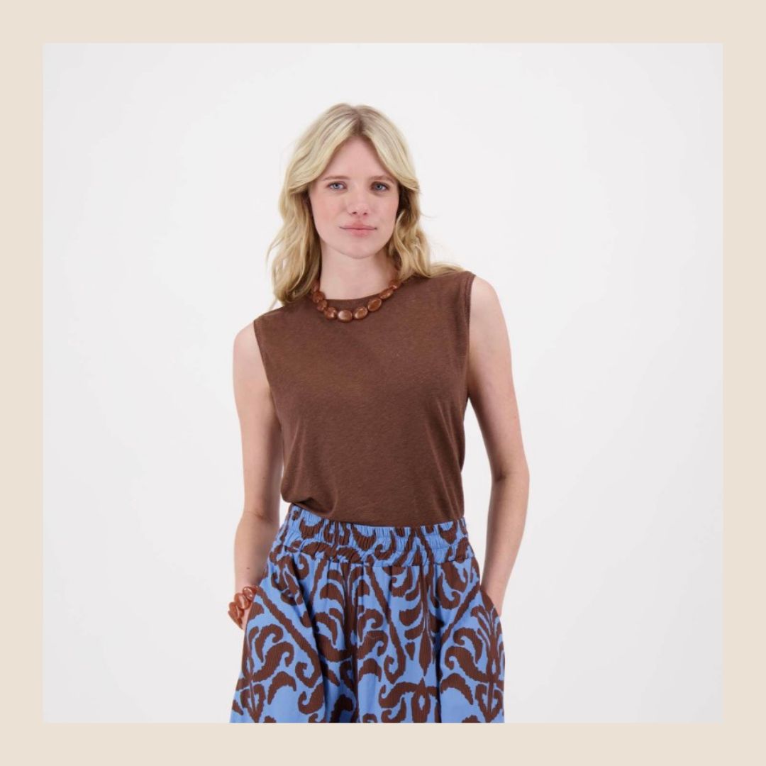 Zusss - Bruine top viscose/linnen maat S, M, L en XL