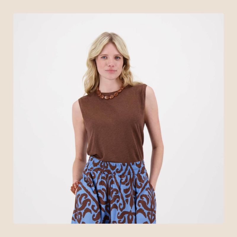 Zusss - Bruine top viscose/linnen maat S, M, L en XL
