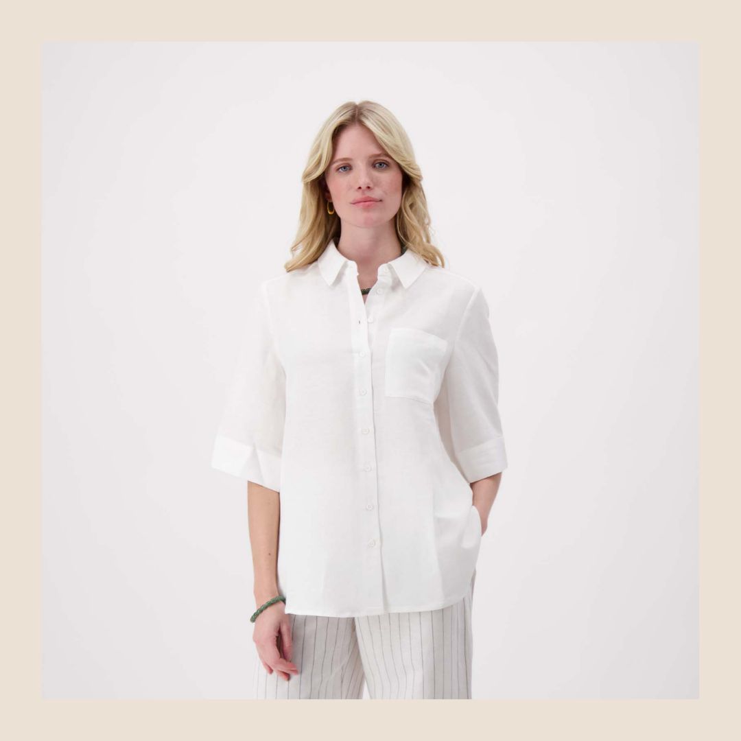 Zusss linnen viscose witte blouse - maat S, M, L en XL