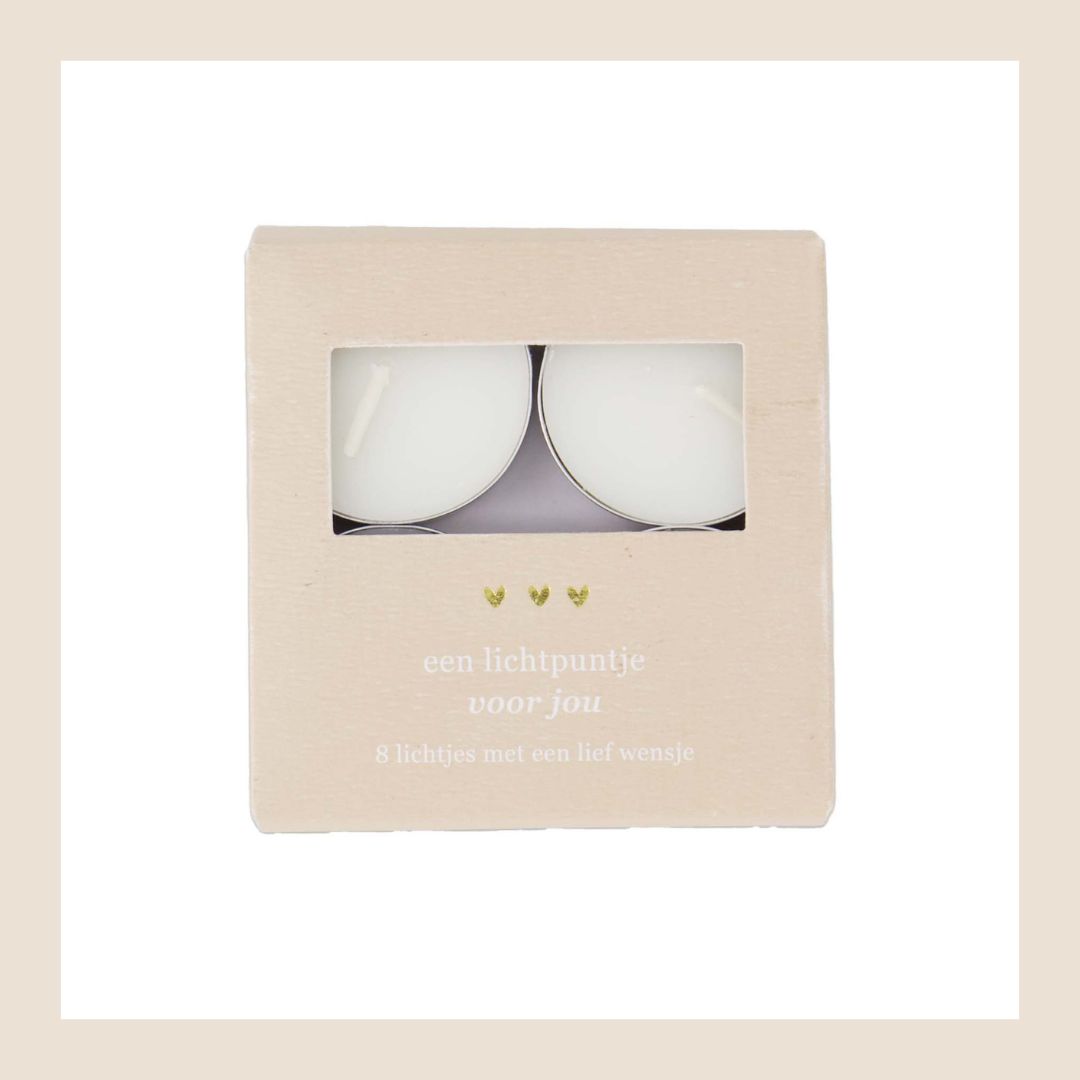 Zusss doosje waxinelichtjes met boodschap
