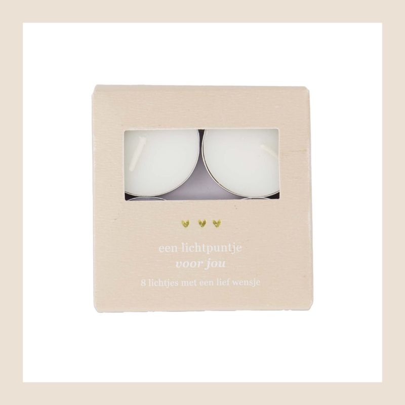Zusss doosje waxinelichtjes met boodschap