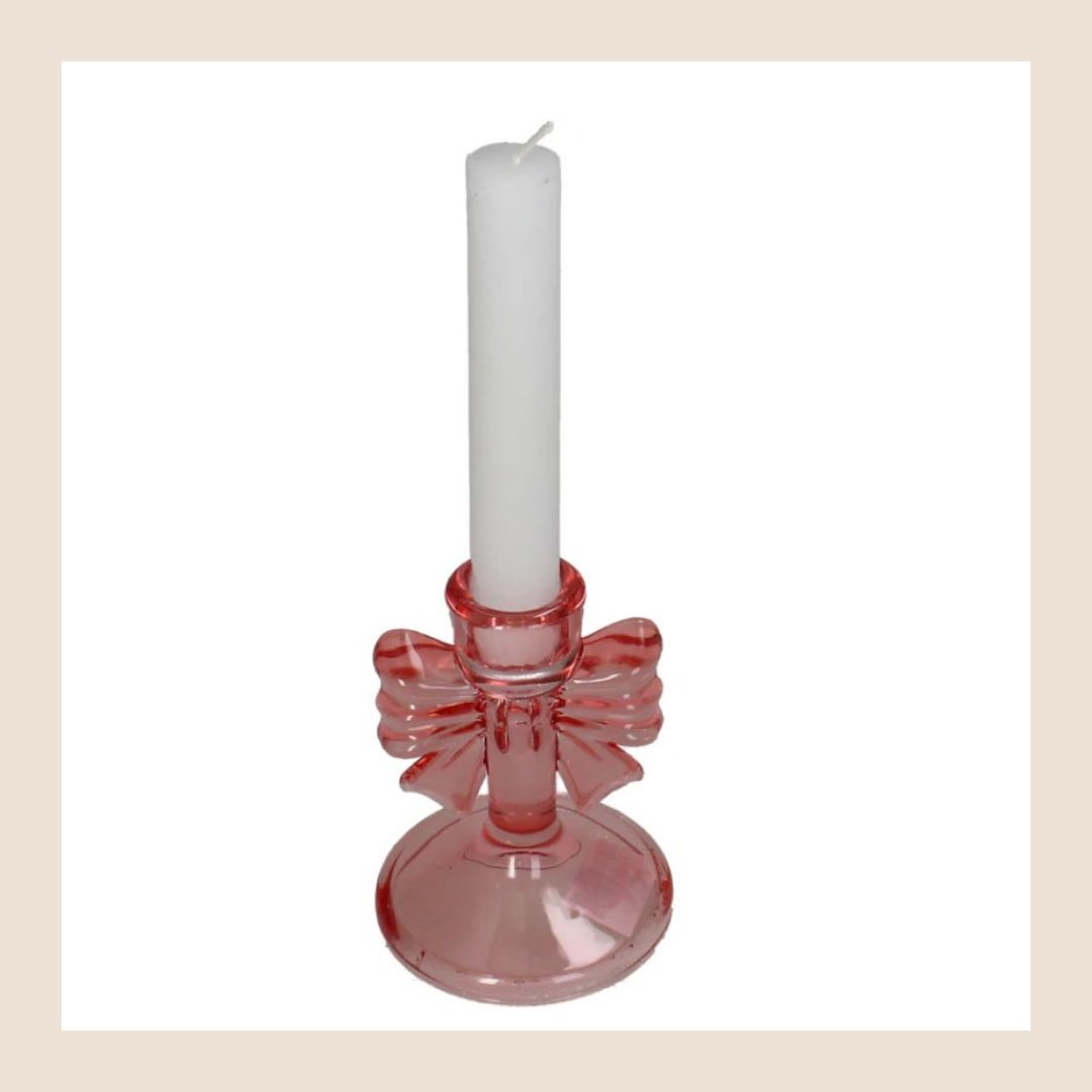 Glazen kandelaar - Bowie roze Glazen kandelaar - Bowie roze
