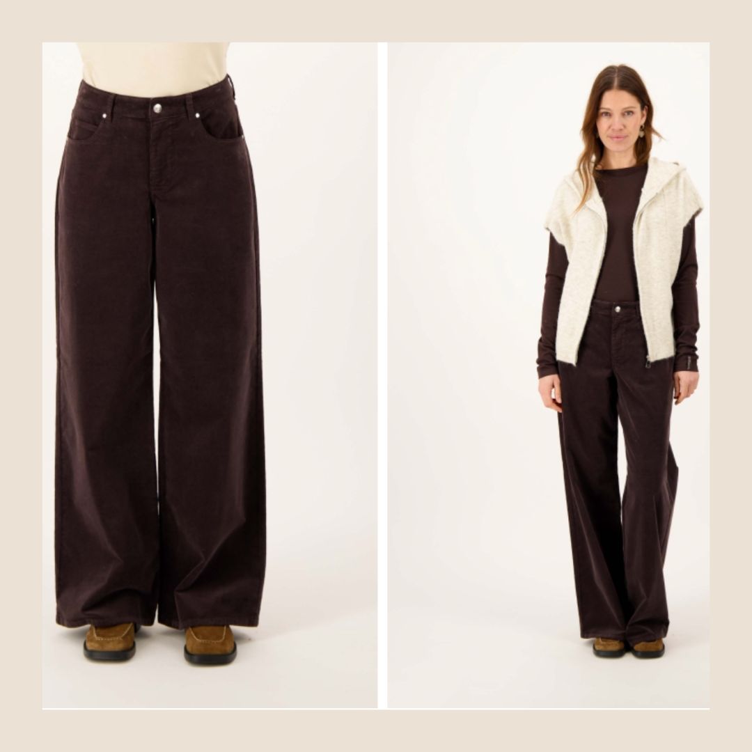 Zusss Wide Leg corduroy donkerbruin - S, M, L, XL Zusss Wide Leg corduroy donkerbruin - S, M, L, XL