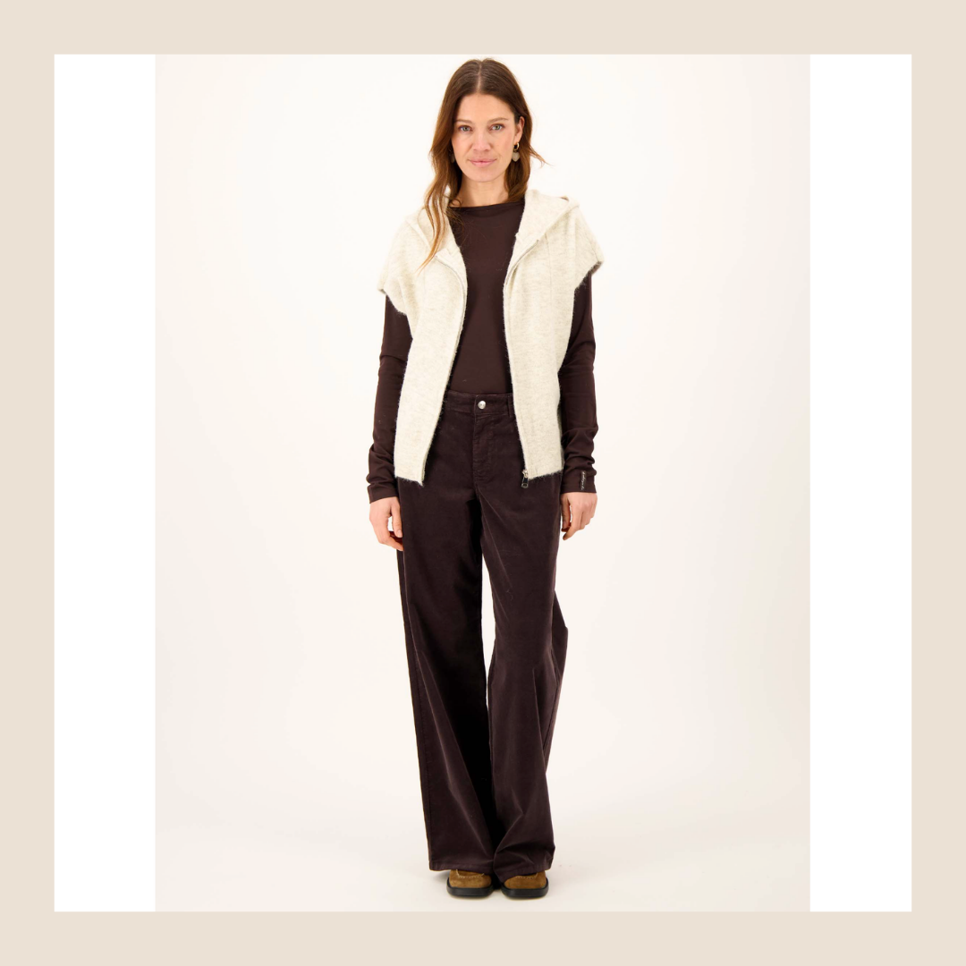 Zusss Wide Leg corduroy donkerbruin - S, M, L, XL