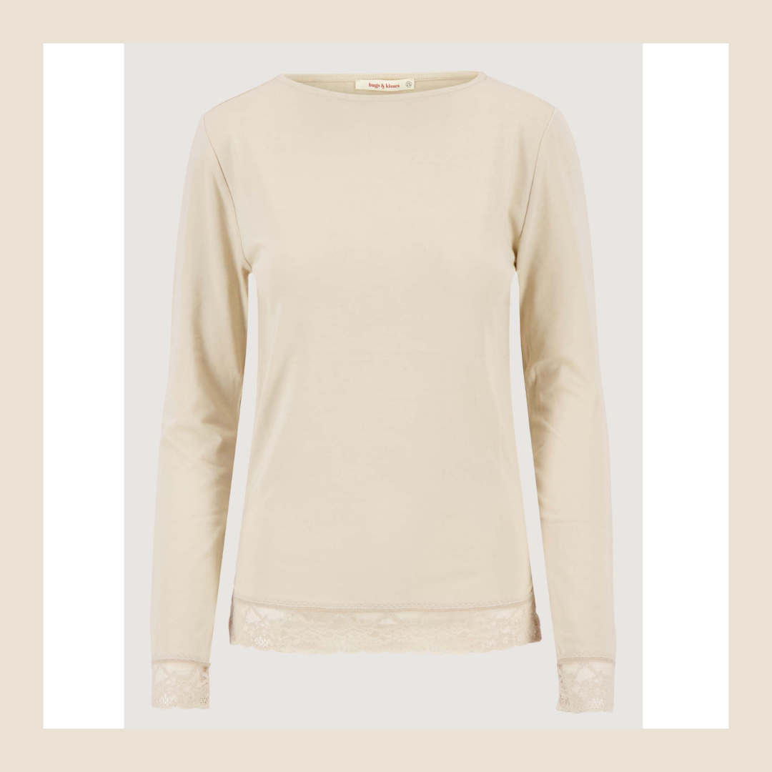 Zusss longsleeve met kanten mouwtjes - S, M, L, XL