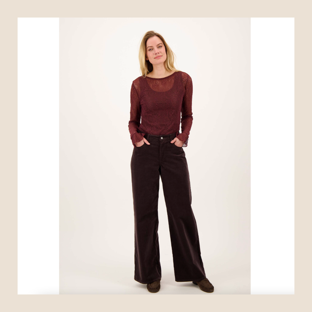 Zusss kanten top burgundy - M, L, XL, XXL
