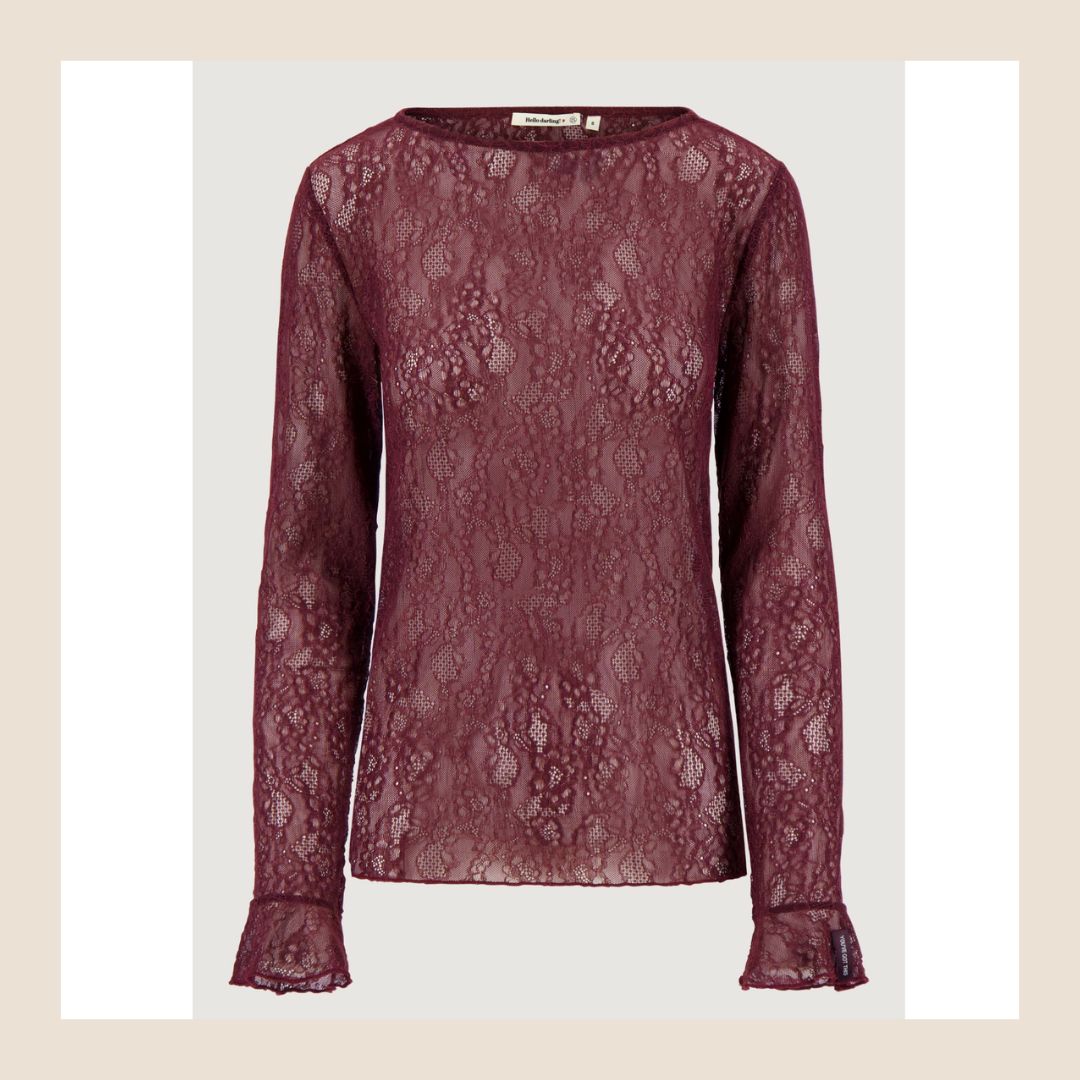 Zusss kanten top burgundy - M, L, XL, XXL Zusss kanten top burgundy - M, L, XL, XXL