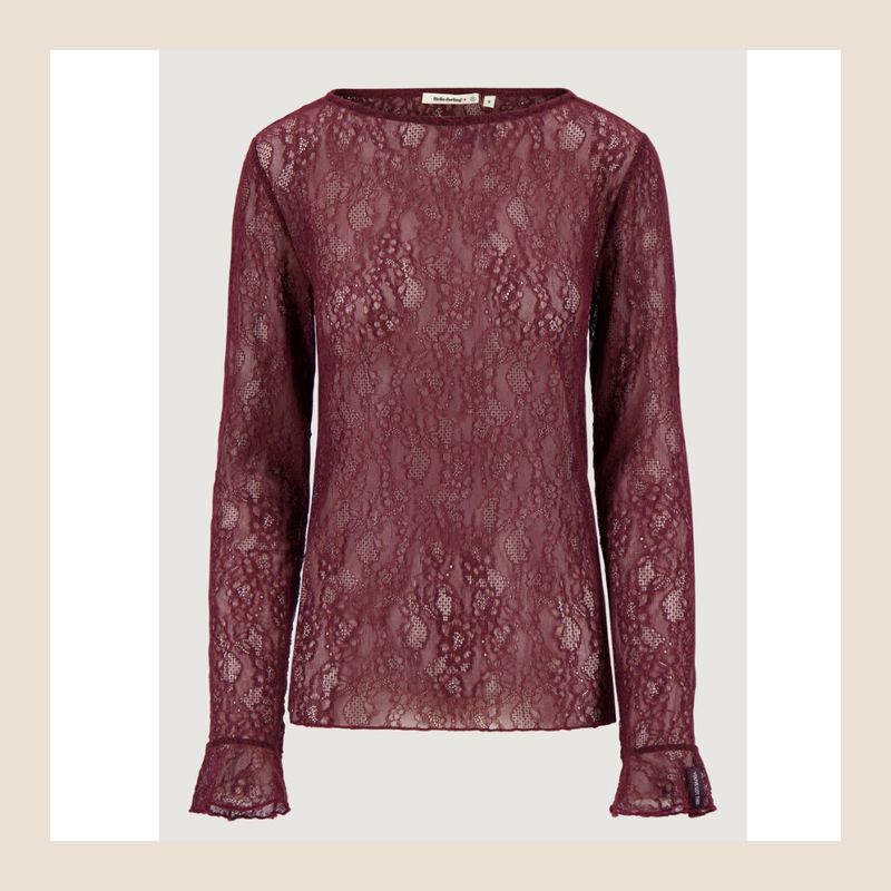Zusss kanten top burgundy - M, L, XL, XXL Zusss kanten top burgundy - M, L, XL, XXL