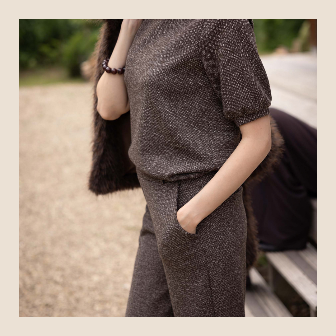 Zusss bruine stretch broek met wijde pijpen - Maat S, M, L en XL