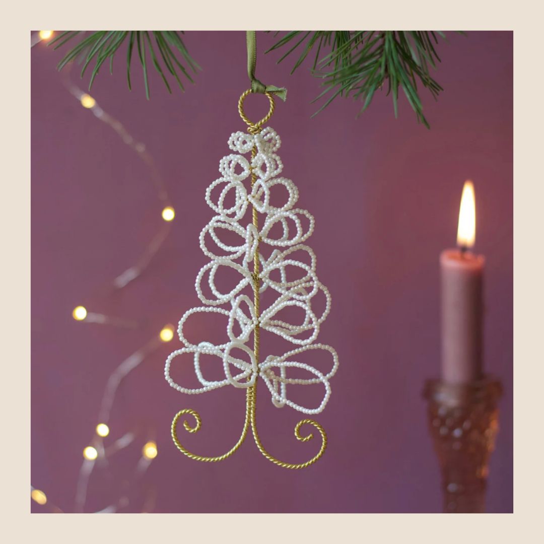 Kerstboomhanger met parelkraaltjes - De Weldaad Kerstboomhanger met parelkraaltjes - De Weldaad