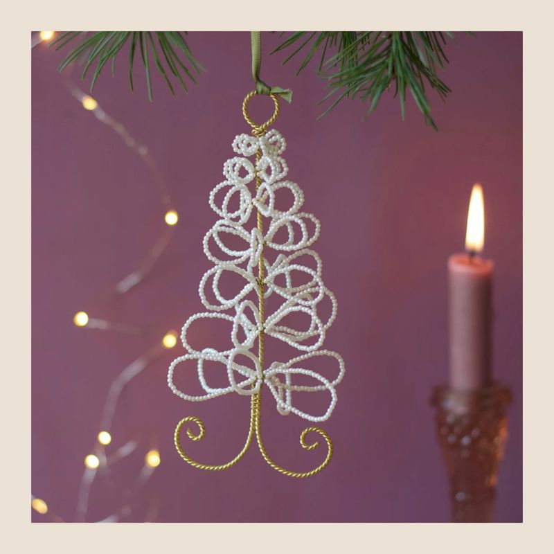 Kerstboomhanger met parelkraaltjes - De Weldaad Kerstboomhanger met parelkraaltjes - De Weldaad