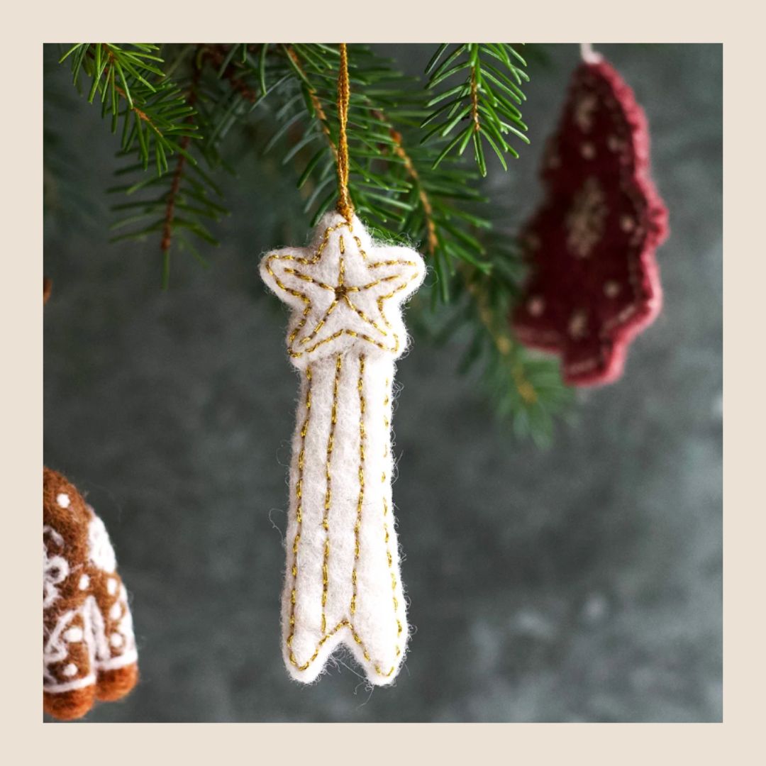Vilten kerstster met goud - De Weldaad Vilten kerstster met goud - De Weldaad