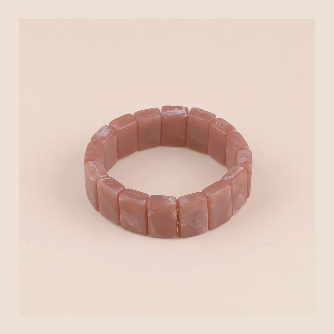 Bohm Paris resin armband - Warm roze / bruin Bohm Paris resin armband - Warm roze / bruin