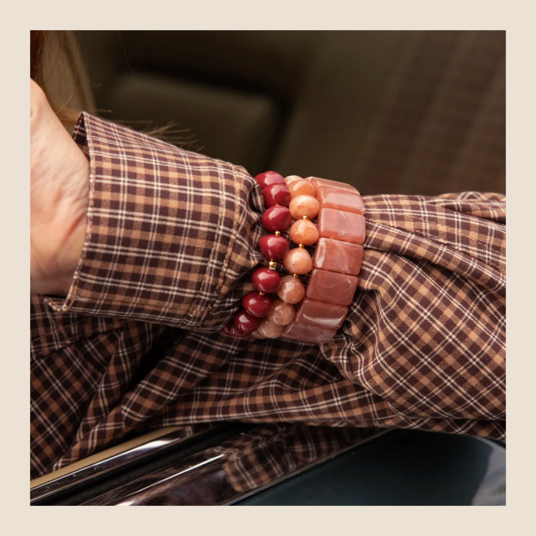 Bohm Paris resin armband - Warm roze / bruin